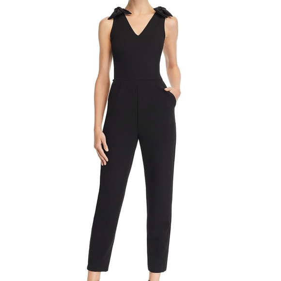 Aqua Bloomingdale’s Black Bow Tie Jumpsuit | Sz S - Picture 1 of 6